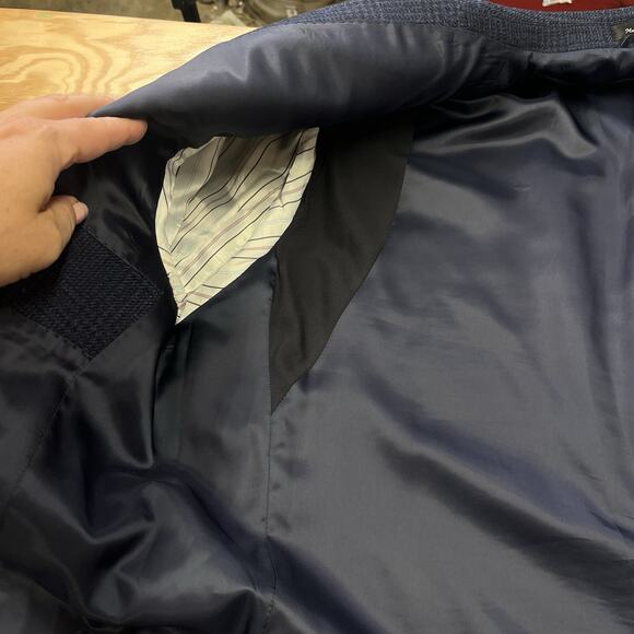 Lauren Ralph Lauren Windowpane Plaid Wool Sport Coat Blazer Men’s 50L Blue - Picture 8 of 16